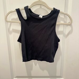 Forever 21 Black Ribbed Sleeveless Crop Top